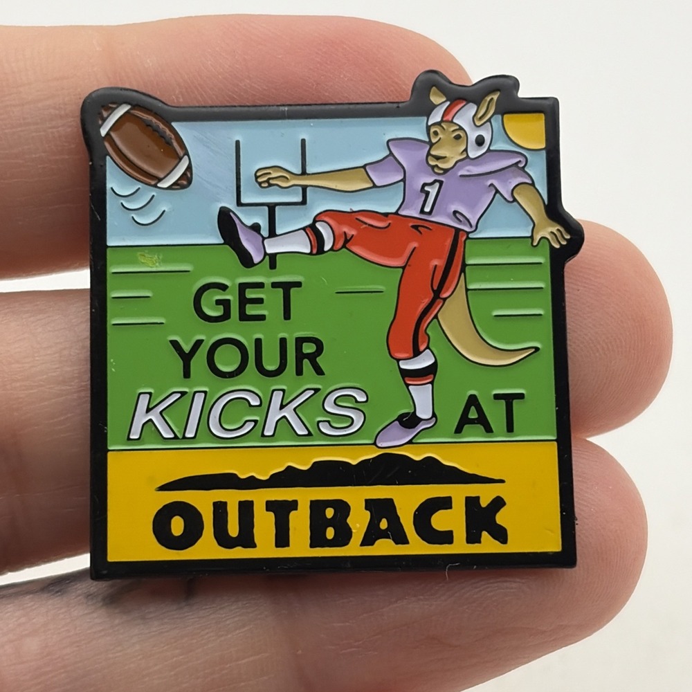 Outback Steakhouse Get Your Kicks Kangaroo Football Lapel Hat Pin